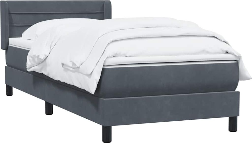 vidaXL Boxspringbett mit Matratze Dunkelgrau 80x210 cm Samt