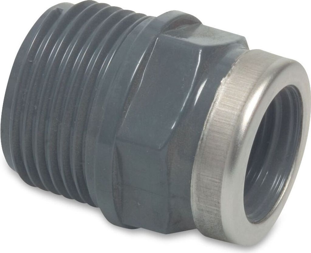 Profec Reduzierstück verstärkt, PVC-U, 2 Zoll AG x 1 Zoll IG,10 bar, grau