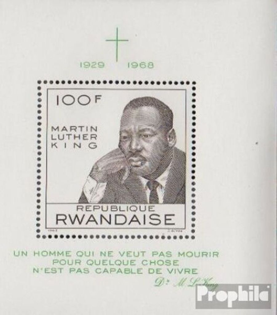 Briefmarken Ruanda 1968 Mi Block14A (kompl.Ausg.) postfrisch Tod von Martin Luther King
