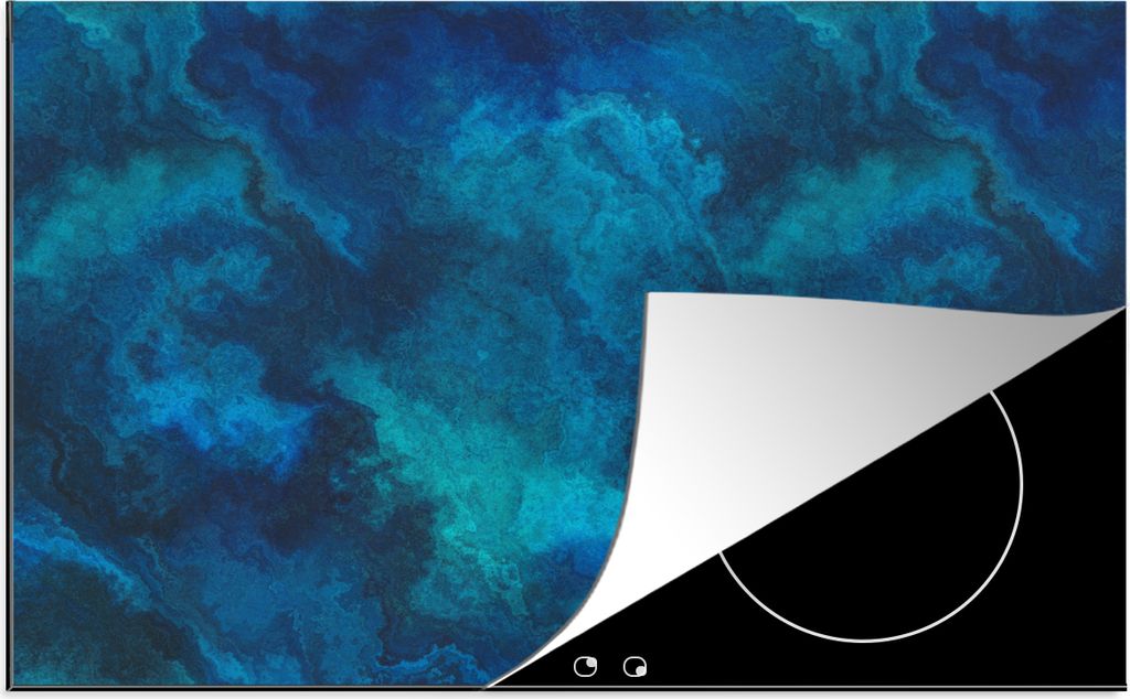 KitchenYeah Herdabdeckplatte Muster - Farbe - Abstrakt - Blau , 81x52cm, Küche Deko, Glaskeramikkochfeld Herdabdeckung, Abdeckplatte fùr Kochfeld