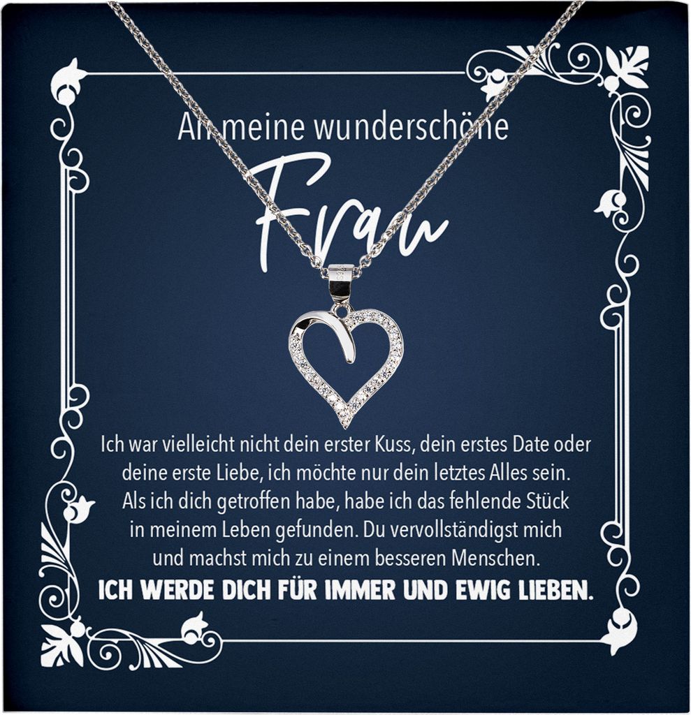 22Feels Echt Silber Halskette - Geschenk Ehefrau Schmuck Set Hochzeitstag Valentinstag für Sie Geburtstag Frauen - Herz Anhänger, Karte