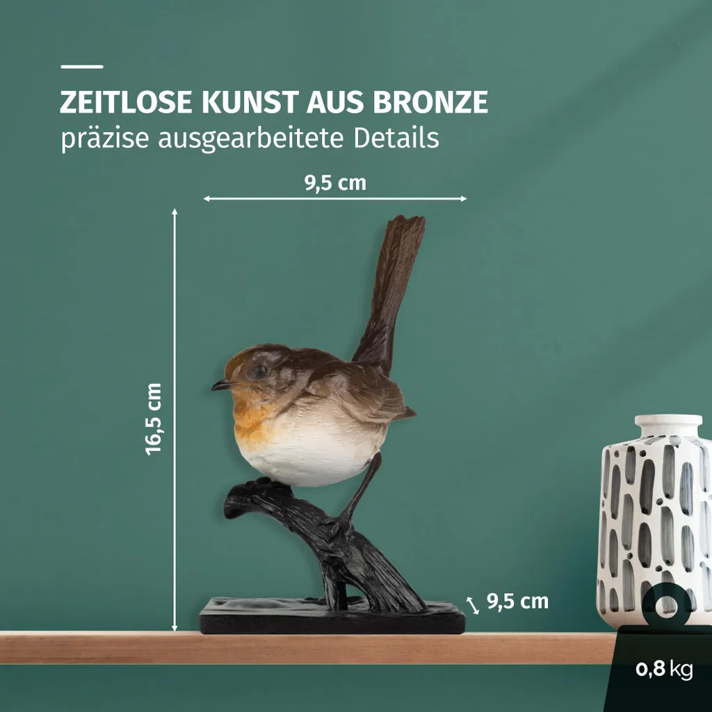 Figurine Oiseau Bronze Robuste : Décoration Durable et Indémodable - 2