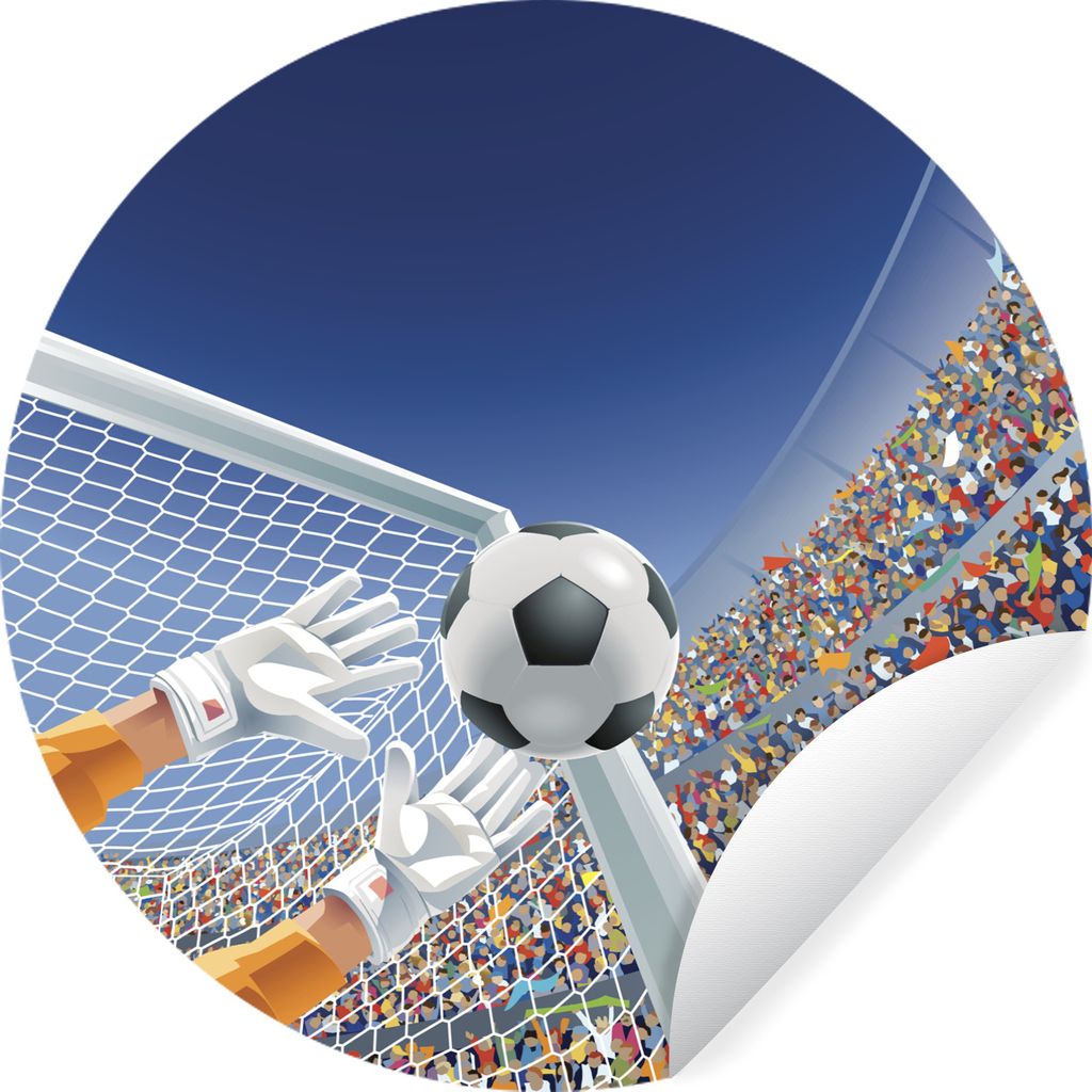 MuchoWow Runde Wandtattoo - Wandsticker Tapete Aufkleber Eine Illustration eines Torwarts, der den Fußball stoppt - Junge - Mädchen - Kind Ø 8...