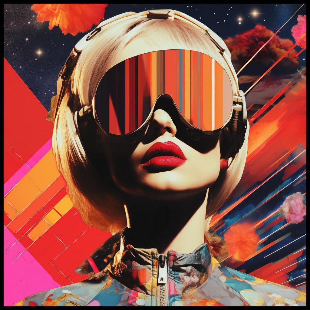 Poster 80x80cm Retrofuturistische Muse