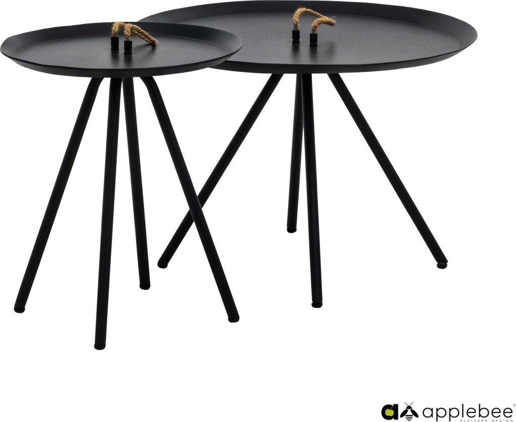 Apple Bee 2er Set Kaffeetische ELLE ALU, Aluminium Schwarz - Abverkauf
