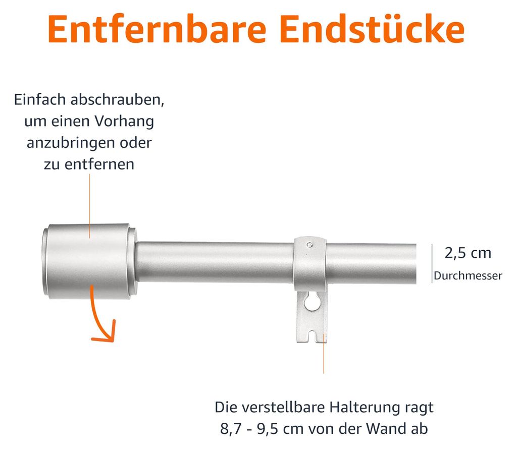 Amazon Basics uitschuifbare gordijnstang met plat uiteinde Productafbeelding 