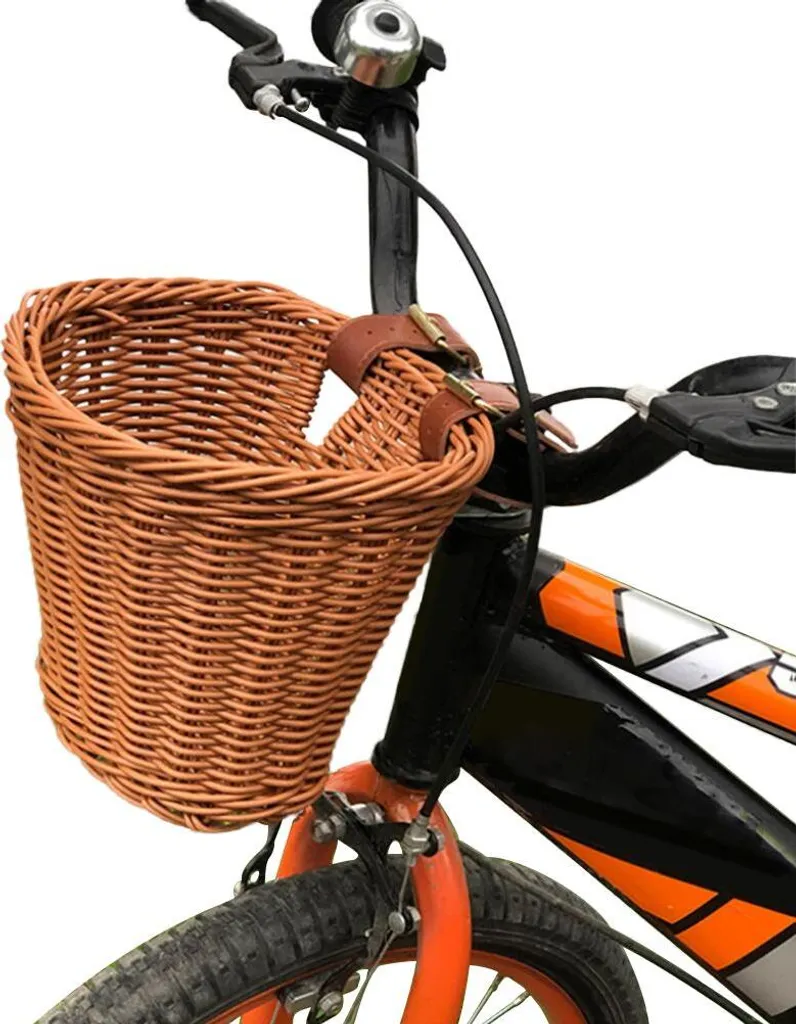 Porte-bagages vélo enfant avec support en rotin et plastique robuste