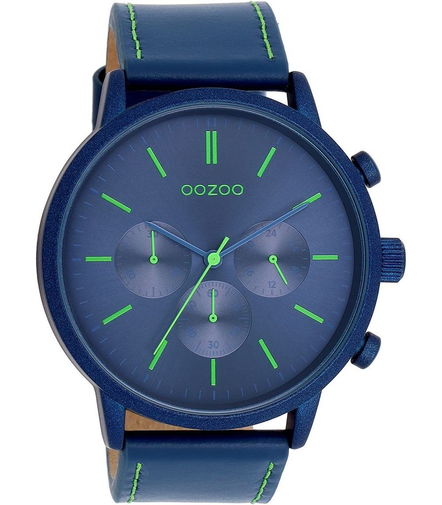 Oozoo Armbanduhr blau Leder Timepieces Herren Analog-Quarzuhr UOC11205