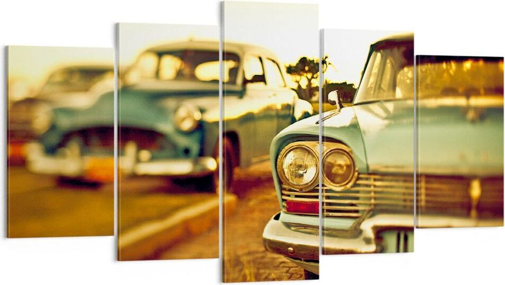 Bild auf Leinwand - Leinwandbild - Auto Kuba Klassiker - 160x85cm - Wand Bild - Wanddeko - Leinwanddruck - Bilder - Kunstdruck - Wanddekoration - L...