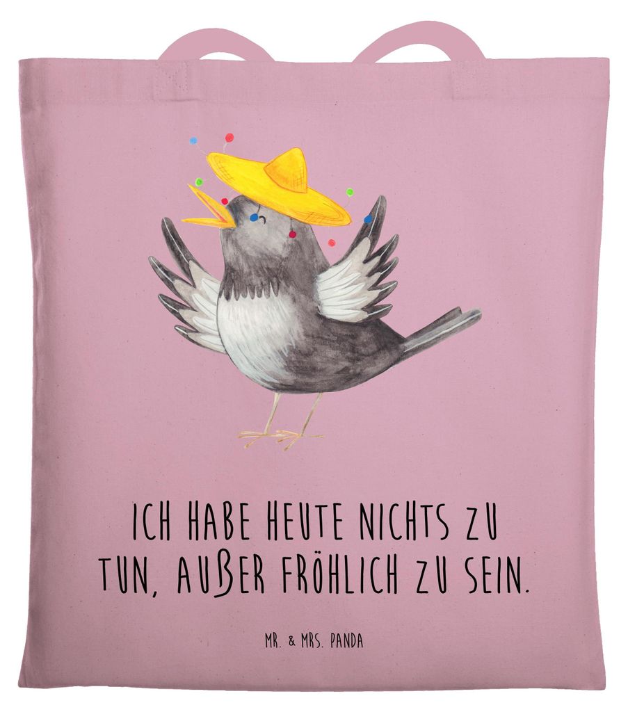 Mr. & Mrs. Panda Tote Bag Rabe Sombrero - Rosa Pastell - Geschenk, Vogel, beutel baumwolle, Stoffbeutel, Elster, Schultasche, Lustige Sprüche, Vö...