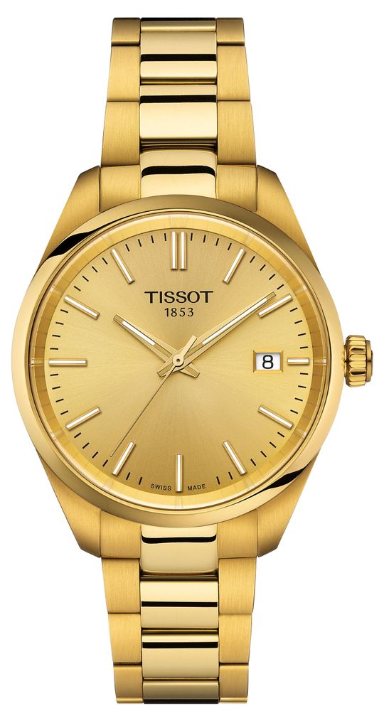 Zegarek damski Tissot PR 100, 34 mm, złoty Zdjęcie produktu 