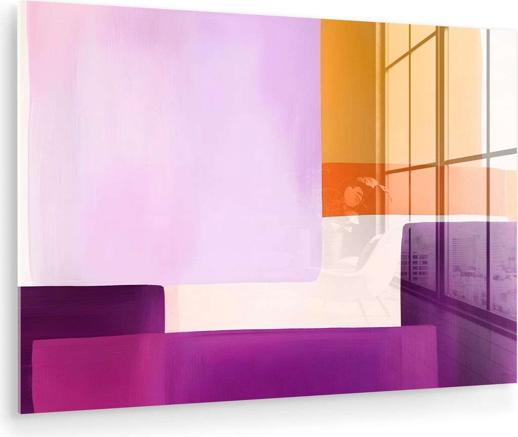 MuchoWow Glasbilder - Bilder auf Wandbild - Foto auf Glas Flugzeuge - Abstrakt - Rechteckig - Orange 60x40 cm Wanddekoration aus Glas - Acrylglasbi...