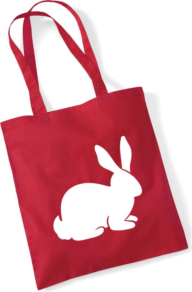 Huuraa Jutebeutel Hase Kaninchen Silhouette 10 Liter Classic Red Baumwolle Tasche Geschenkidee