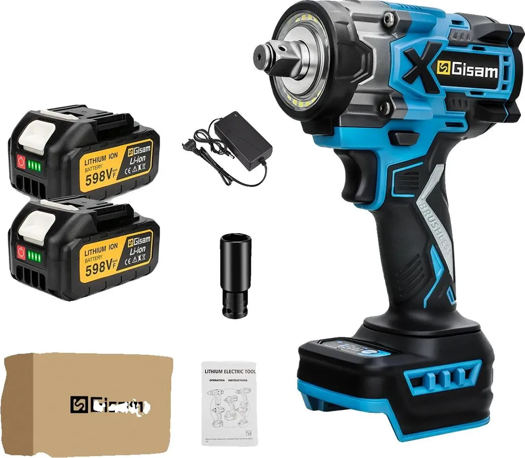 Clé à chocs sans fil 900 Nm avec 2 batteries et moteur Brushless