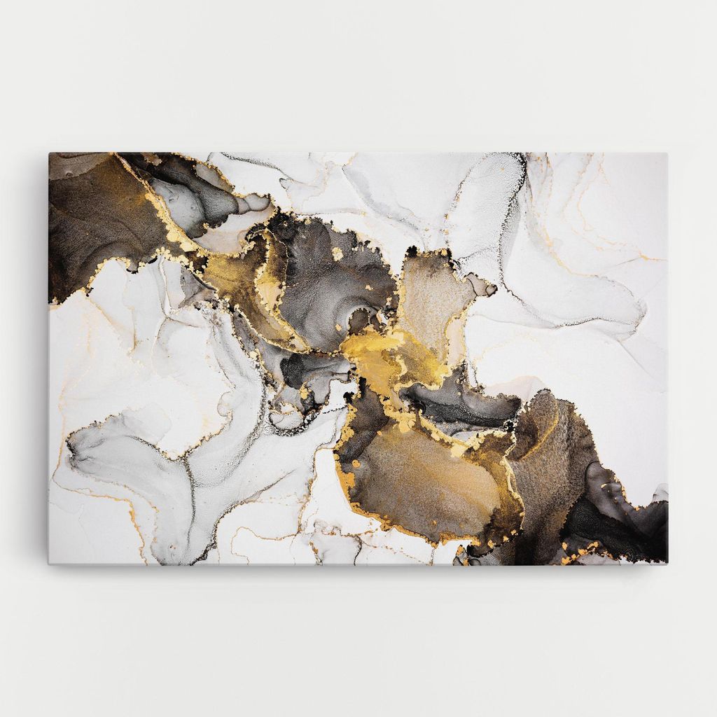 ARTHUB Leinwandbild 80x120 cm, Golden Marble Shades | Wohnzimmerdekoration, Hängende Bilder, Wanddekoration, Heimdekoration, Abstrakte, Marmor