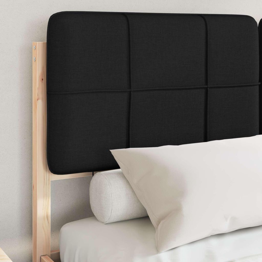 (Design 2026) Bettgestell mit gepolstertem Kopfteil Schwarz 135 x 190cm - HOMMIE 184679 - Klassische BettenJugendbett Tagesbett