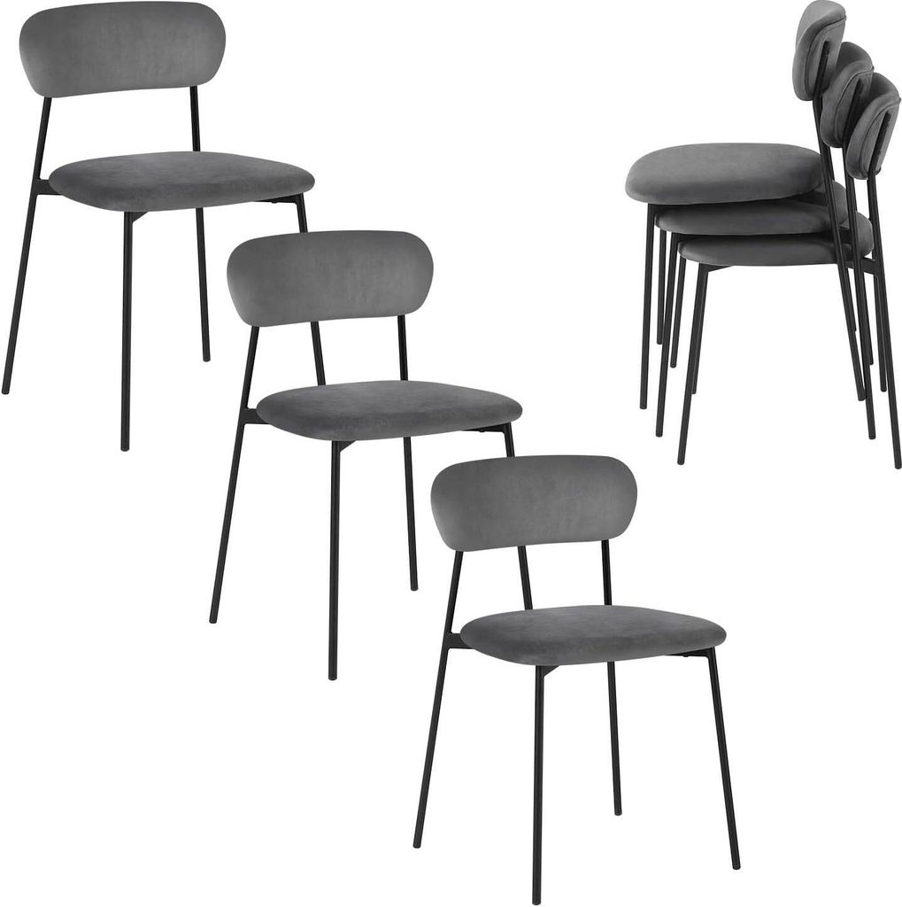 Esszimmerstühle, Schminktisch Stuhl, für Esszimmer Küche Wohnzimmer, Metallbeine, Samt Sitz : Dunkelgrau 6 Farbe: Dunkelgrau Stückzahl: 6
