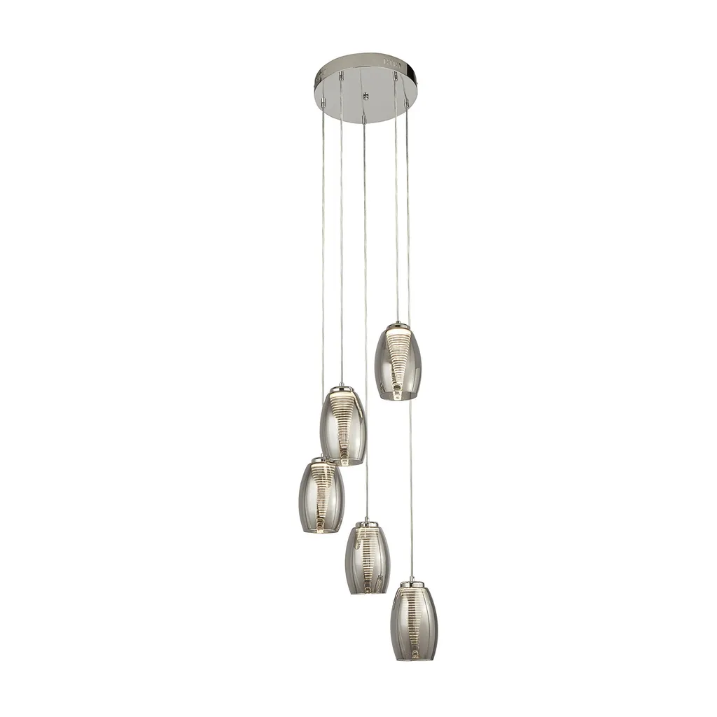 Lustre suspension multi-lampe en verre fumé gris pour salon moderne