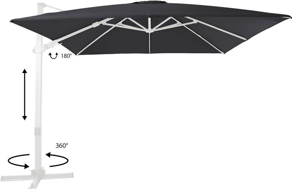 AXI Apollo Premium Ampelschirm Rechteakig 300x300 cm in Weiß / Grau | Sonnenschirm für Garten / Terrasse mit Aluminium Rahmen | Inkl. Kreuzfuß &