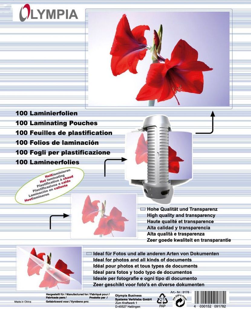 1x100 Olympia Laminierfolien DIN A6 125 micron           Produktbild 