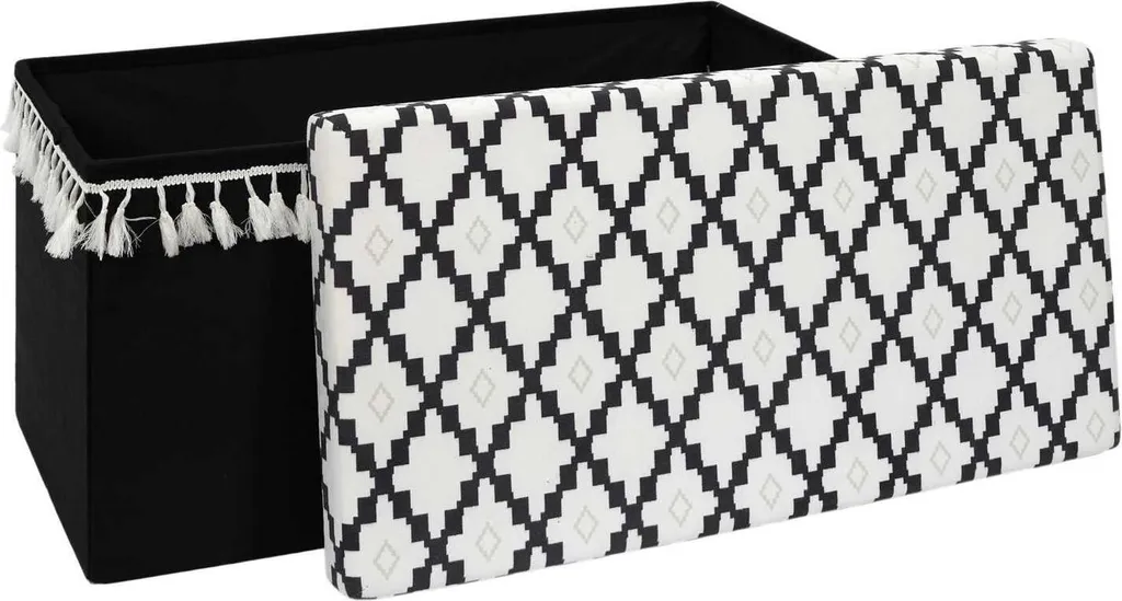 Pouf Boho Noir et Blanc 76cm : Gagnez de la Place avec Style et Confort