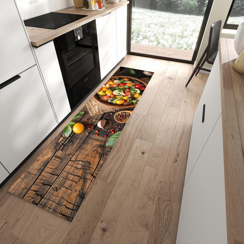 Küchenteppich 60x240cm rutschfest & abwischbar PVC Läufer - Frischer Gemüsesalat