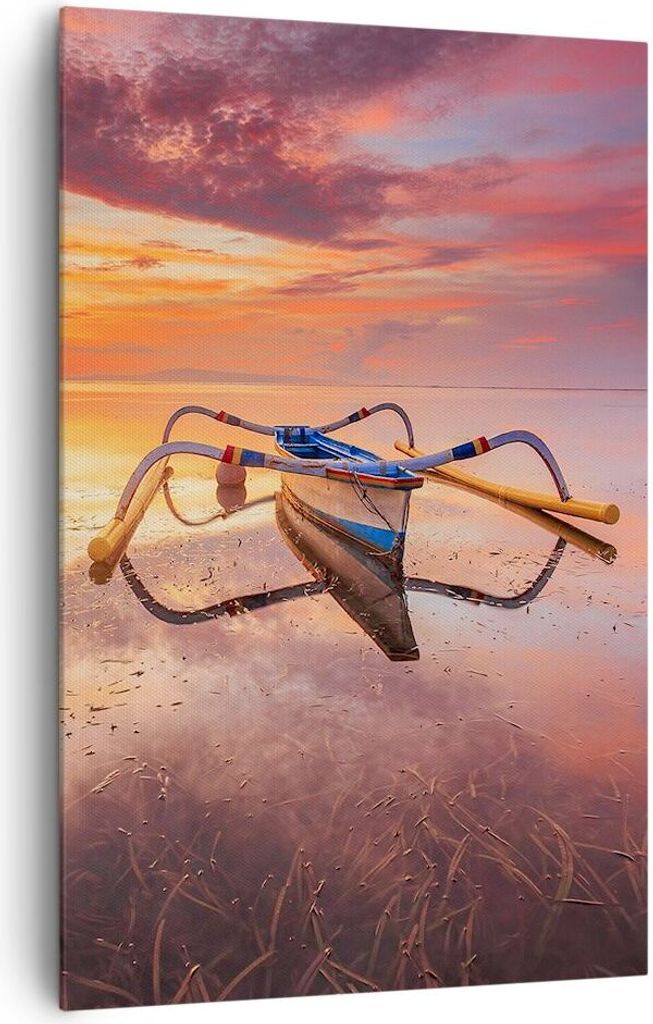 Bild auf Leinwand - Leinwandbild - Einteilig - £ódŸ Westen Die Sonne - 80x120cm - Wand Bild - Wanddeko - Wandbilder - Leinwanddruck - Wanddekora...