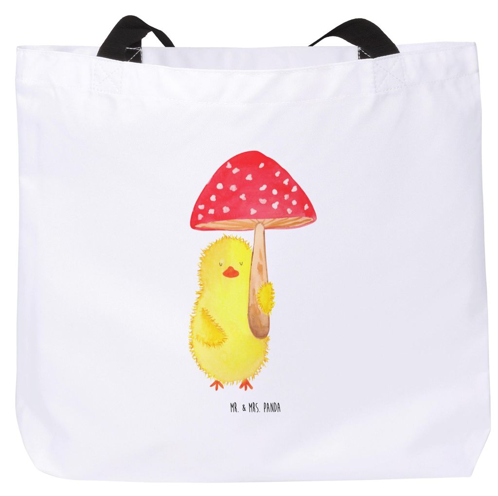 Mr. & Mrs. Panda Tote Bag Küken Fliegenpilz - Weiß - Geschenk, Reisetasche, Schultasche, Ostern, Glückspilz, Tasche, Strandtasche, Frohe, Laptop...