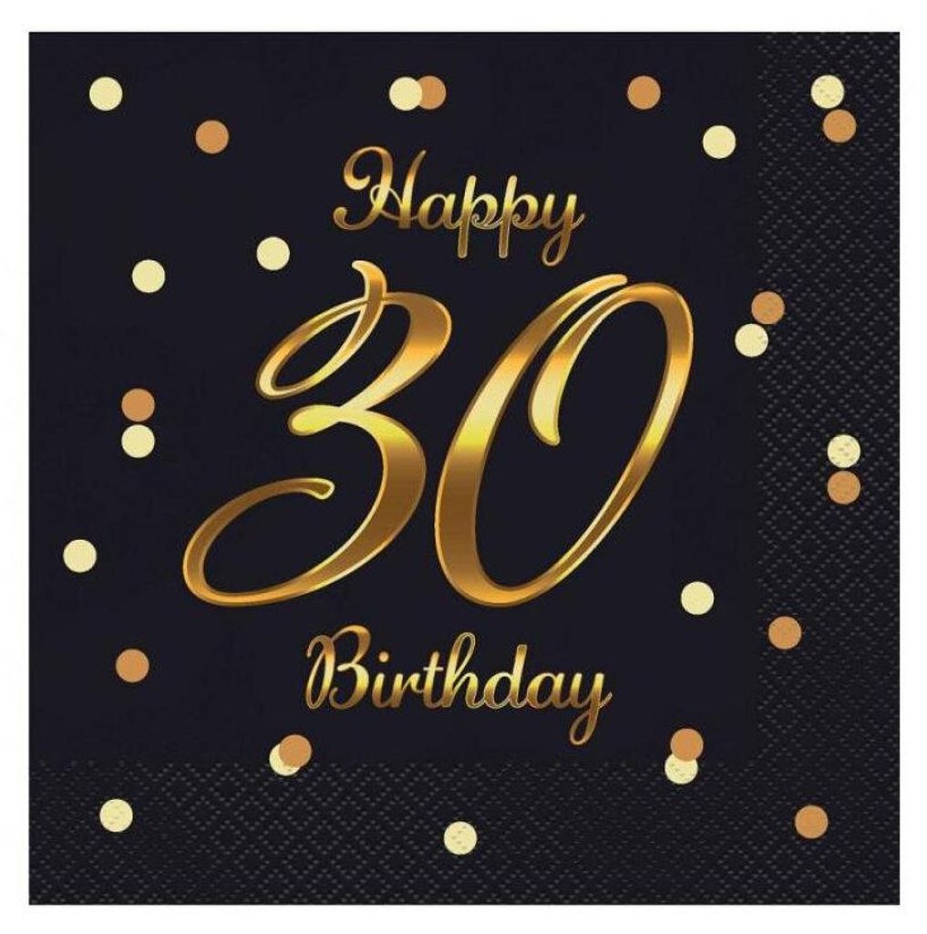 GoDan Happy 30 Birthday Servietten, schwarz, 33 cm, 20 Produktbild 