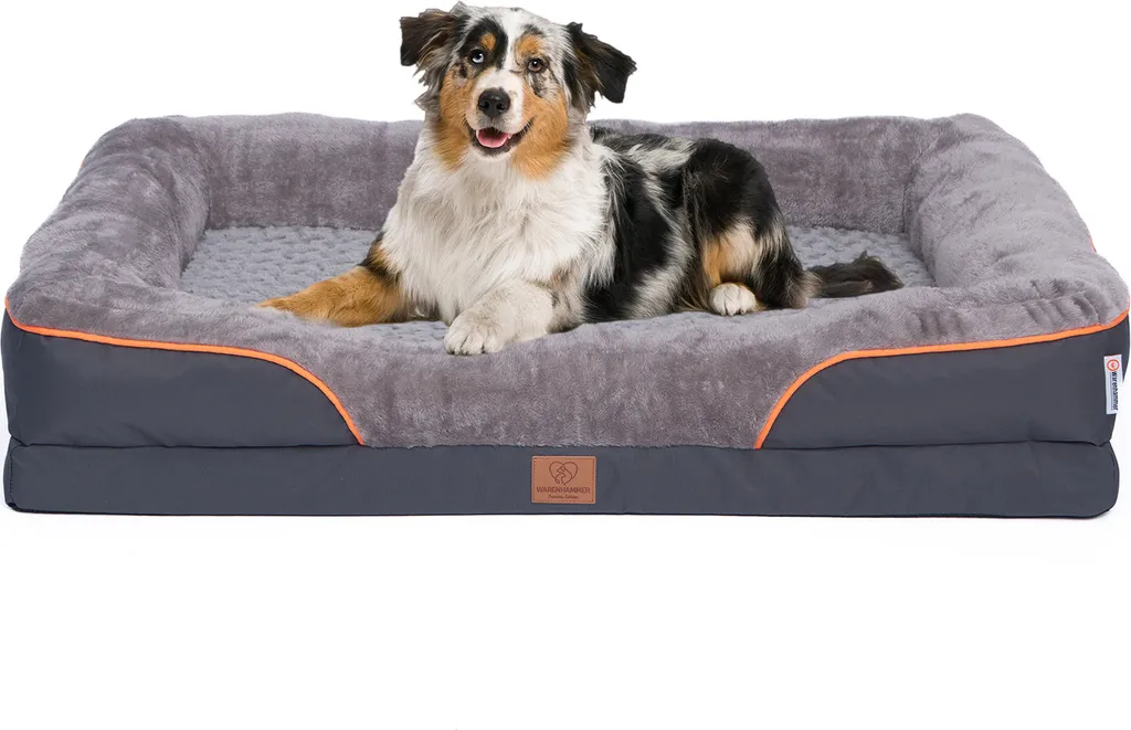 Letto ortopedico premium per cani con schiuma d'uovo, divano per cani, cuscino per cani, lavabile, soffice, sfoderabile, lavabile, 71 x 58 x 17 cm, grigio scuro (L)