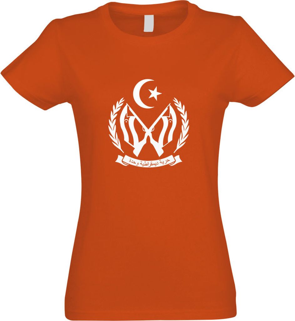 Kiwistar - T-Shirt tailliert - Damen - orange - Sahara Wappen - mit Motiv Bedruckt - Funshirt Design - Sport - Freizeit - Damen - XL