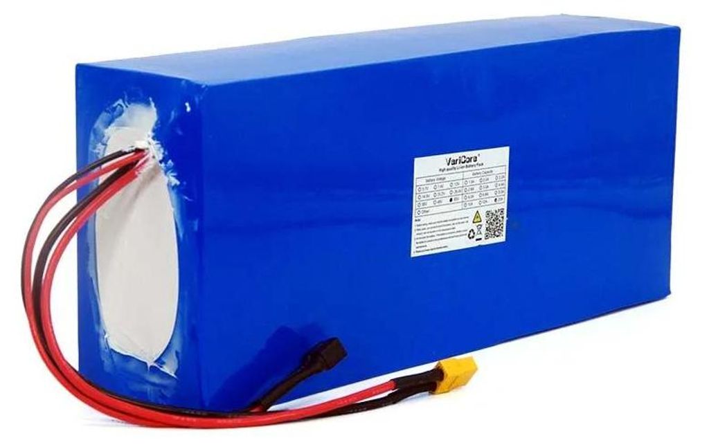 60V 20Ah Lithium-Ionen-Akku - 18650 Batteriepack - 23A integrierter BMS Schutz - Für E-Bike Roller Solarspeicher - 30x13x6,8 cm