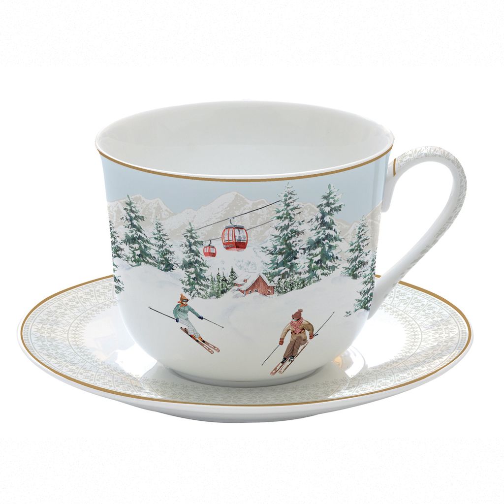 Tasse mit Untertasse CHALET Winterhütte für 400ml in Geschenkbox Easy Life