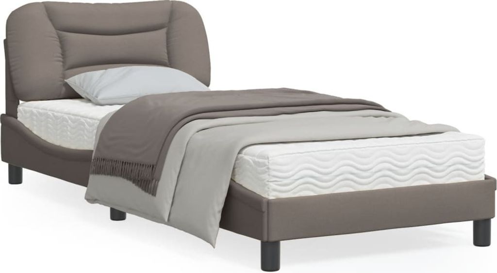 Maison Exclusive - Bettgestell mit LED ohne Matratze "Hvar" Taupe 90x190 cm Stoff