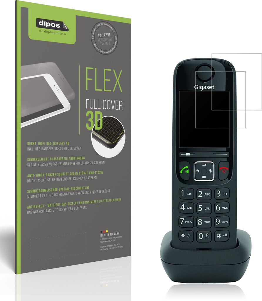 2x Full Cover Schutzfolie matt für Gigaset AS690 DECT Produktbild 