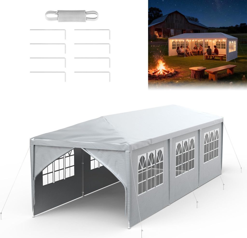 FIVMEN Garten Pavillon 3x9 m mit 8 Seitenteilen, Produktbild 
