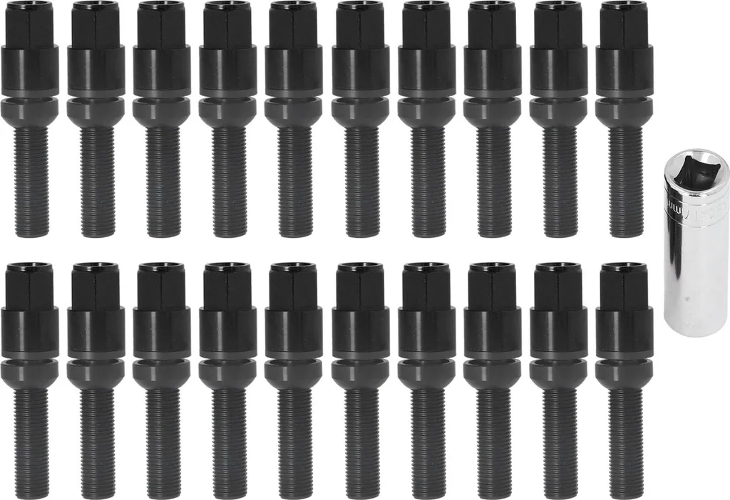 Vis de roue noire M14x1.5 assise conique 45mm contre la rouille auto