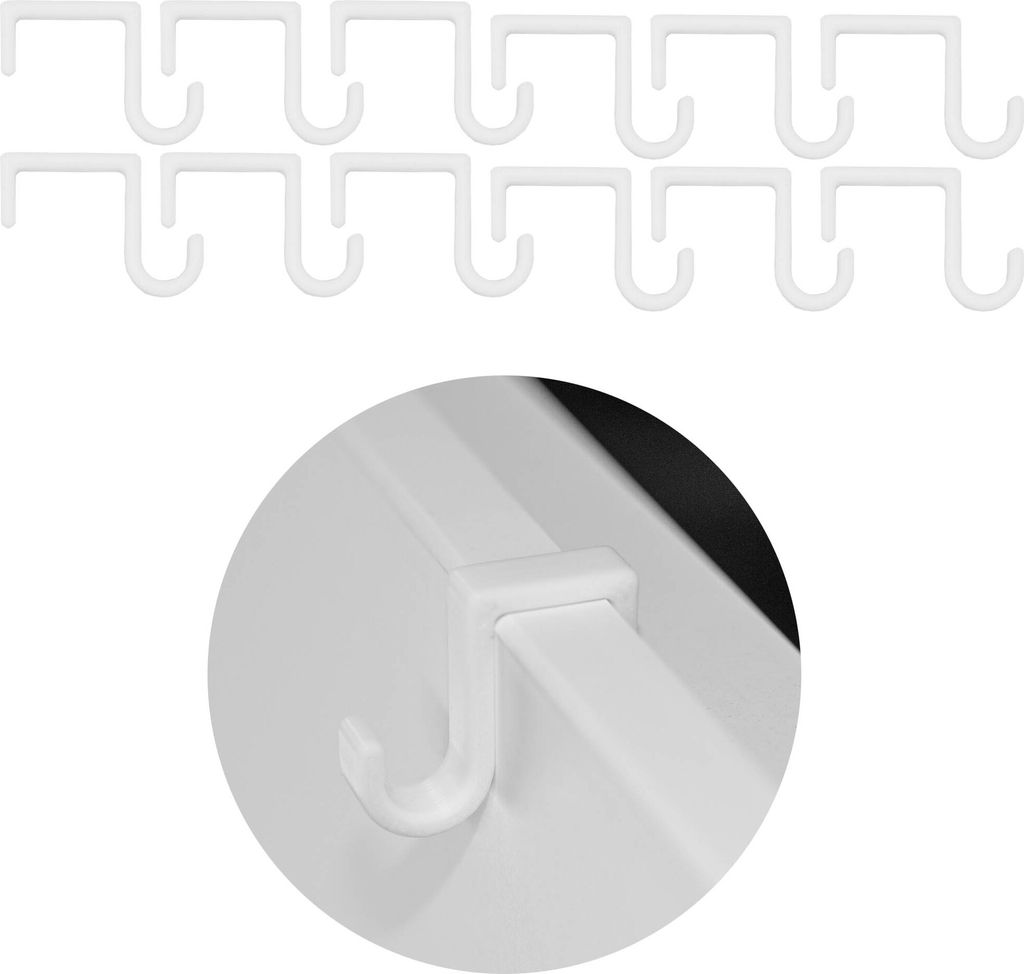 12x Türhaken Türklemme Türklammer Falzmaß 23 mm Türclip Türhaken Tür Kleiderhaken Universal Weiß