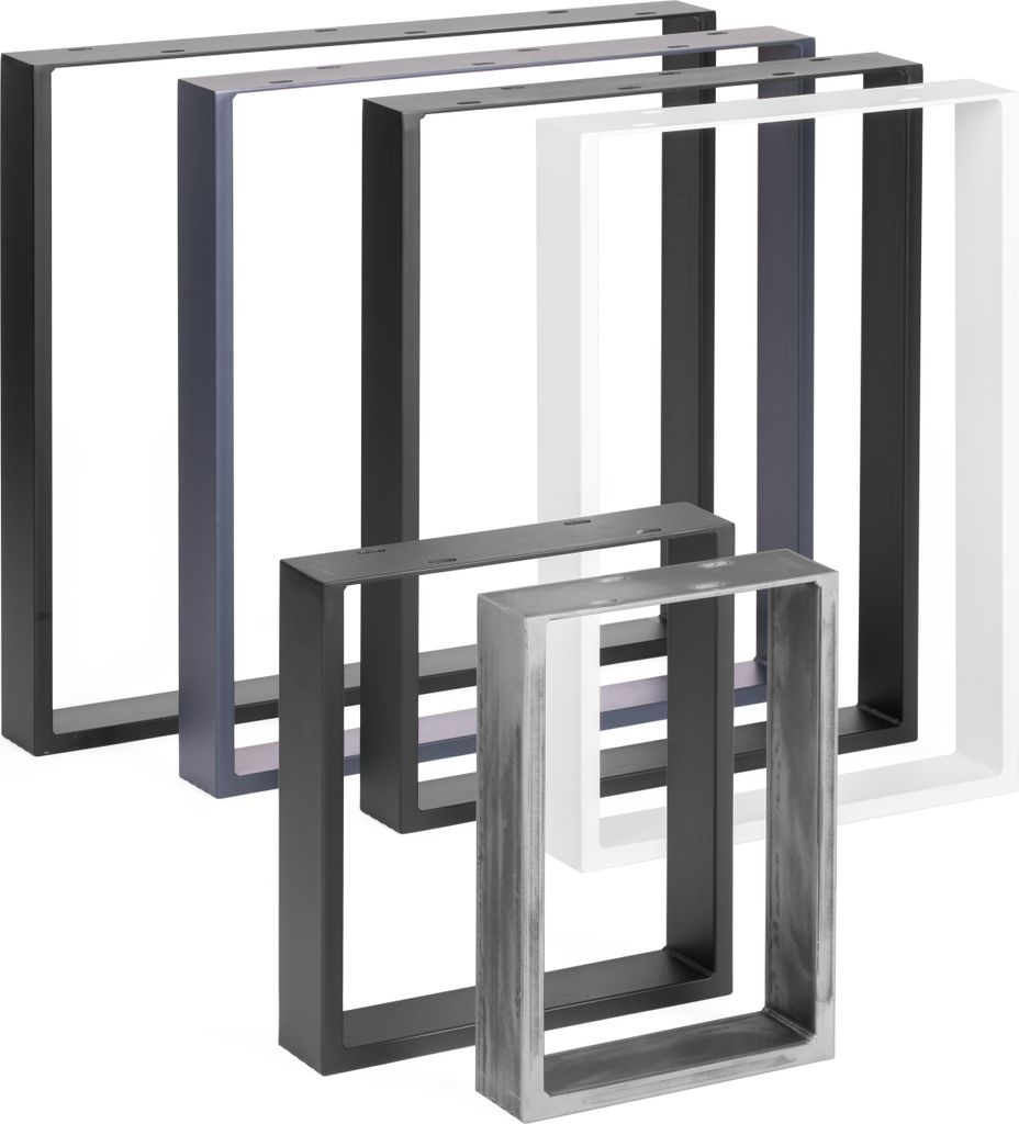 Holzbrink Tischbeine Metall Weiß | Tischkufen / Tischgestell für Couchtisch, Esstisch, Schreibtisch, Sitzbank | 2 Stück Möbelfüße 80 x 72 cm