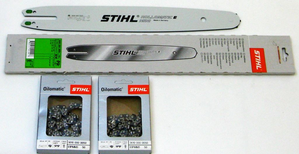 Stihl Rollomatic 35cm 3/8"P 1,1mm +2xStihl Ketten 3610 000 0050 3005 000 3909 