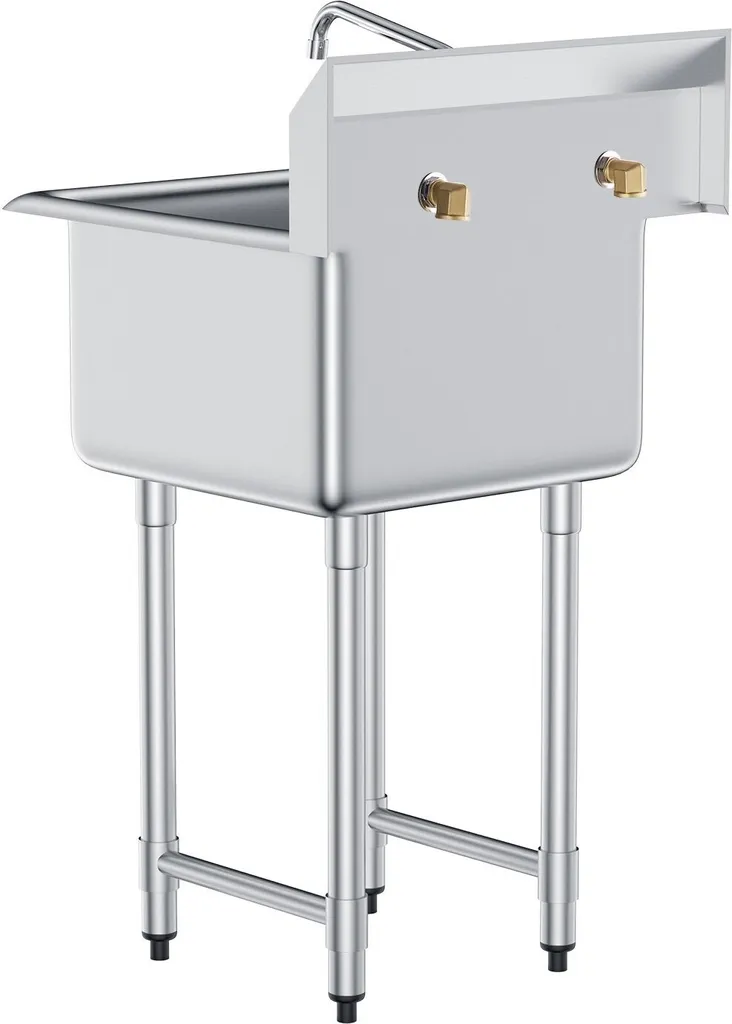Évier de préparation inox contre infiltration murale 1 compartiment - 11