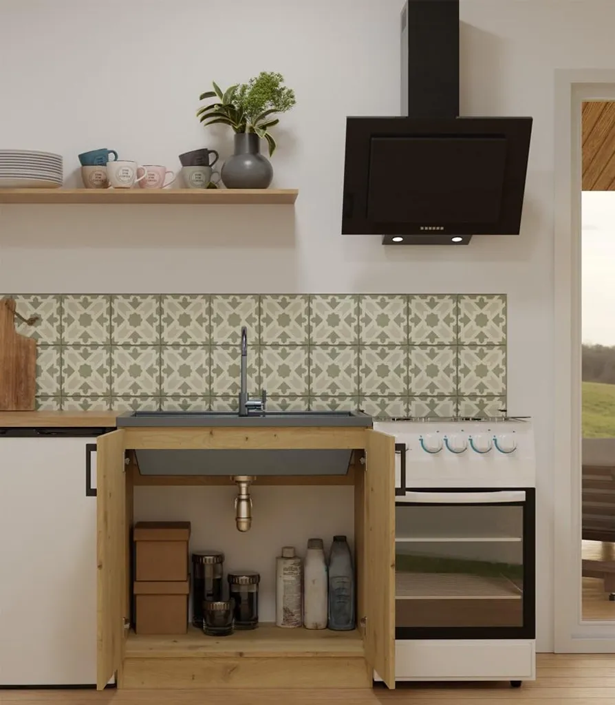 Placard de cuisine bas D-80 pour évier, décor Chêne Artisan 80cm