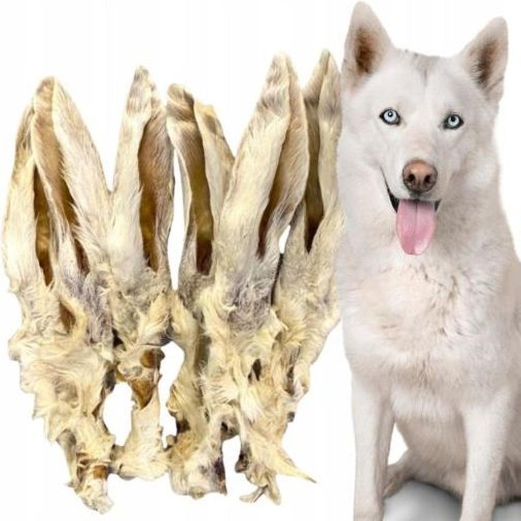 Animille Králičí uši s chlupem, 1 kg sušených pamlsků pro Obrázek produktu 