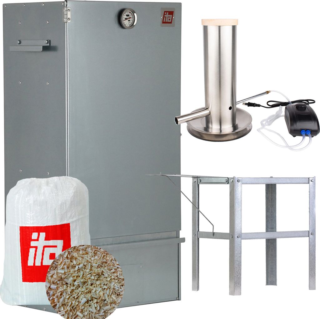 ITA Räucherofen 7005 - Premium Räucherschrank aus Edelstahl mit 3 Etagen 81 cm - Qualität EU - Smoker- Direkt vom Hersteller