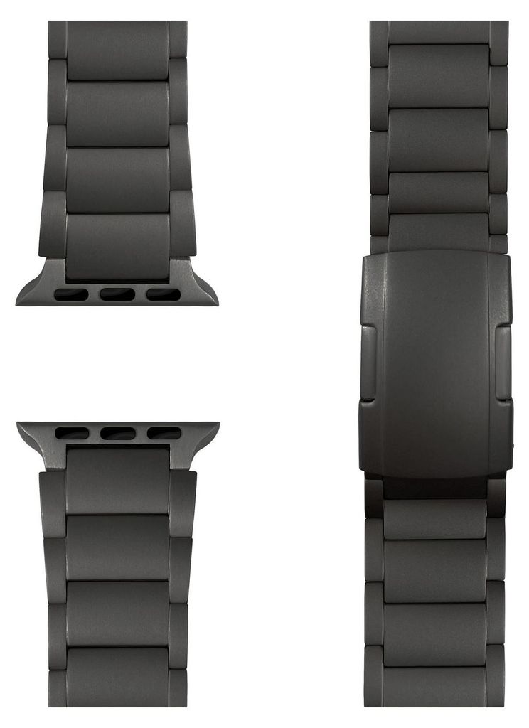 Argon Titan Armband für Apple Watch SE/10/9/8/7/6/5/4/3/2/1, Metall Ersatzarmband mit Faltschließe, 38/40/41/42mm - Titan Schwarz