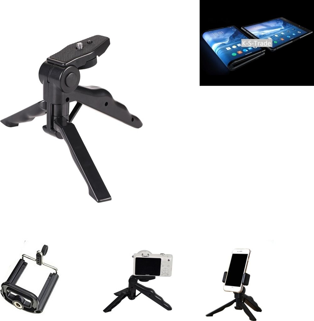 K-S-Trade Stativ Tisch-Ständer Dreibein Handy-Stativ Ständer kompatibel mit Royole FlexPai Mini-Stativ Smartphone Tripod Handy-Stativ aus Plastik