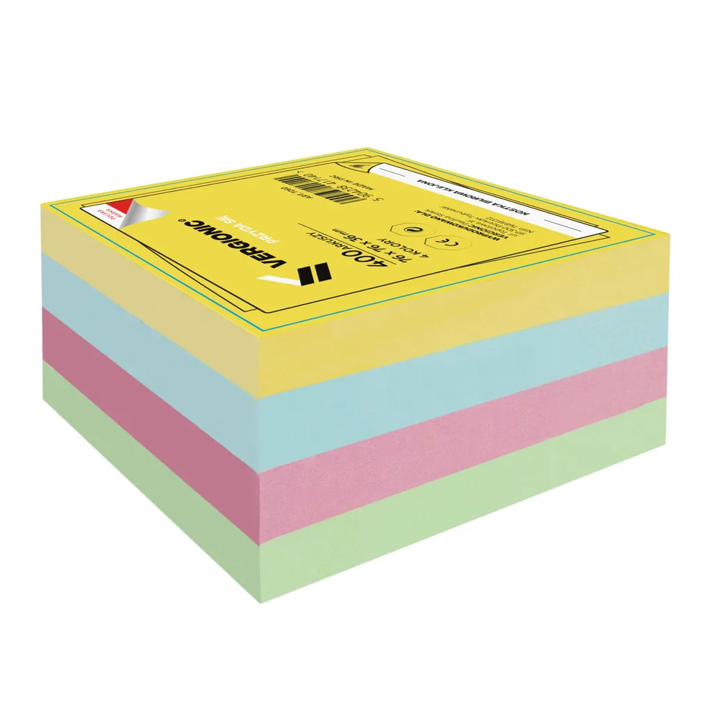 Vergionic 7260 Cubes de Notes Adhésives 76x76x36 mm - Lot de 400 Feuilles