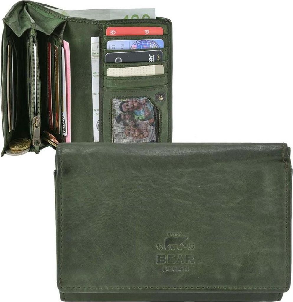 Bear Design Portemonnaie Damen Geldbörse Leder 9 Produktbild 