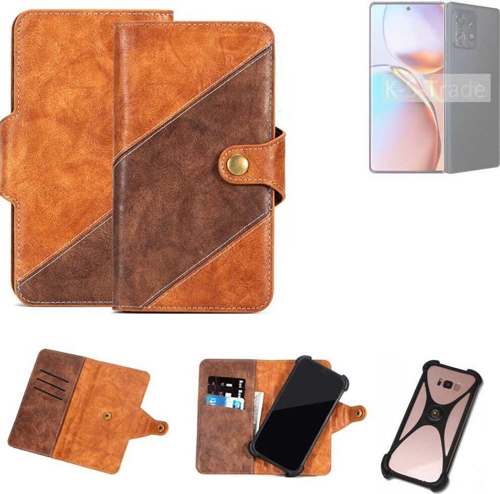 K-S-Trade Handyhülle Schutzhülle Bookstyle Case Wallet-Case kompatibel mit Motorola Edge+ 2023 Cover Klapphülle Kantenschutz Smartphone dunkelbraun