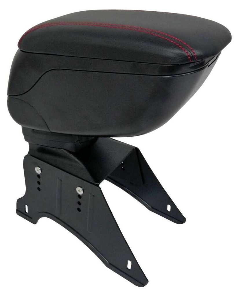 r schwarzer Armlehnenbezug, schwarzes Leder mit roter Naht, Produktbild 